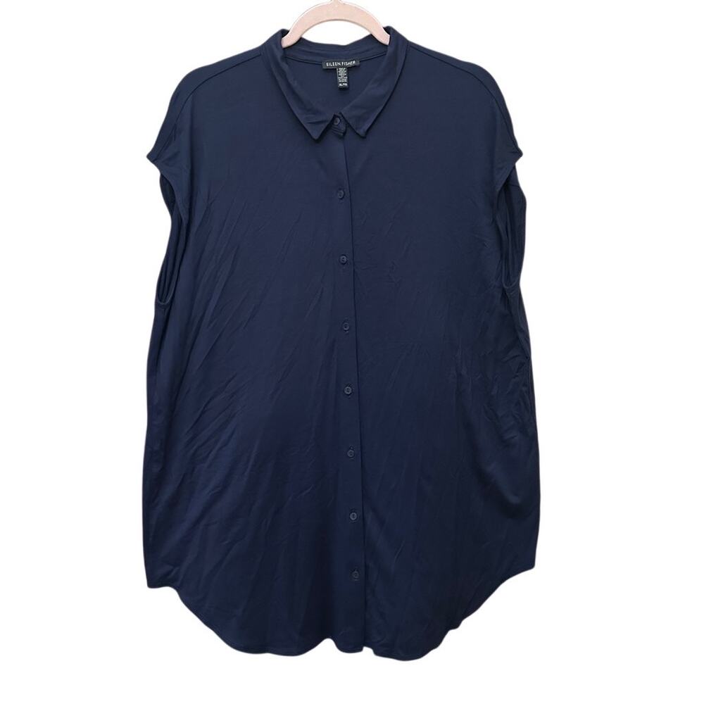 Eileen Fisher Midnight Blue Button-Down Top